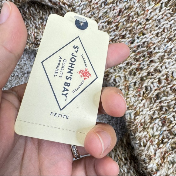 NWT St John’s Bay Textured Knit Sweater Women’s Size PXXL Tan Tweed - Picture 11 of 12